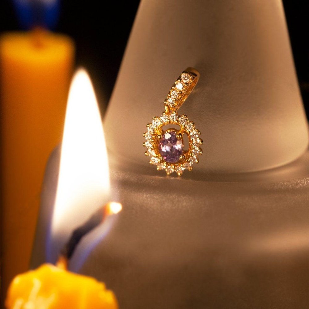 $3600 Natural Alexandrite Diamond 18k Gold Pendant - Picture 3 of 3